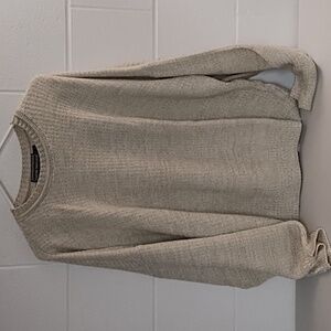 David Taylor XL Crew Neck Over Sized Sweater Beige Marled Thin Knit